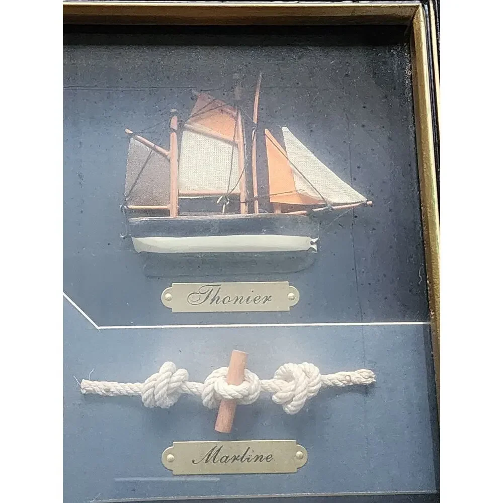 Vtg Decorative Wall Clock Nautical Knots Marine Ships Sailboat Glass Shadow Box